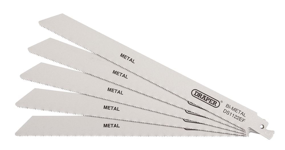 Draper RECIP SAW BLADE 5PCS - S1122EF 38631 Bi-metal Reciprocating Saw Blades for Metal Cutting