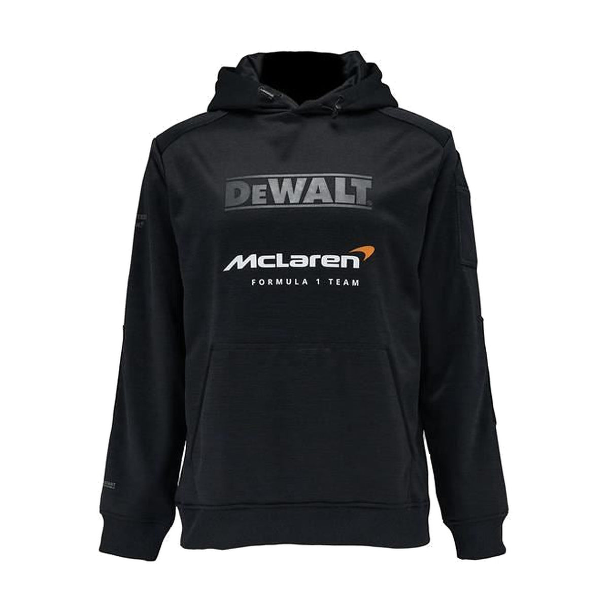 DeWalt McLaren F1 Team Black Water Resistant Polyester Work Hoodie XL Regular Fit with Hood, Kangaroo Pouch and Phone Pocket