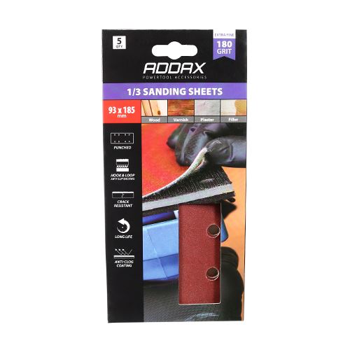 TIMCO Punched 1/3 Sand Sheet P180 93 x 185mm Red Pack 5