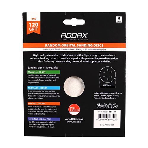 TIMCO Orbital Sanding Discs P120 150mm Red Pack 5