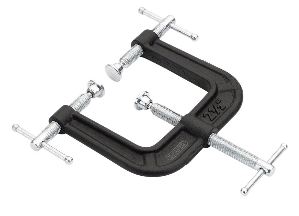 19404 Draper 3-Way G-Clamp, 63mm 3WGCL Work Light C Cramps Professional Trade DIY Workshop Garage Use