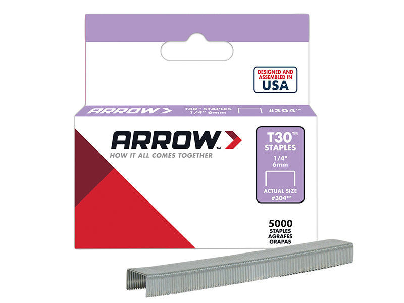 Arrow A304IP T30 Staples 304IP 6mm (1/4in) Box 5040