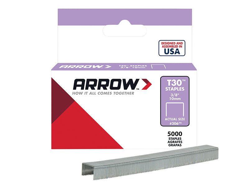 Arrow A306IP T30 Staples 306IP 10mm (3/8in) Box 5000