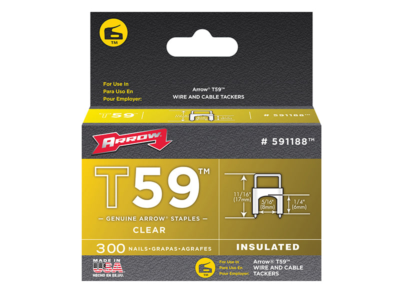 Arrow A591188 T59 Insulated Staples Clear 6 x 8mm Box 300