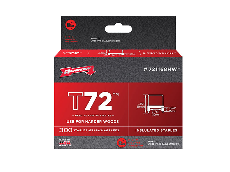 Arrow A721168 T72 Clear Insulated Staples 5 x 12mm Box 300