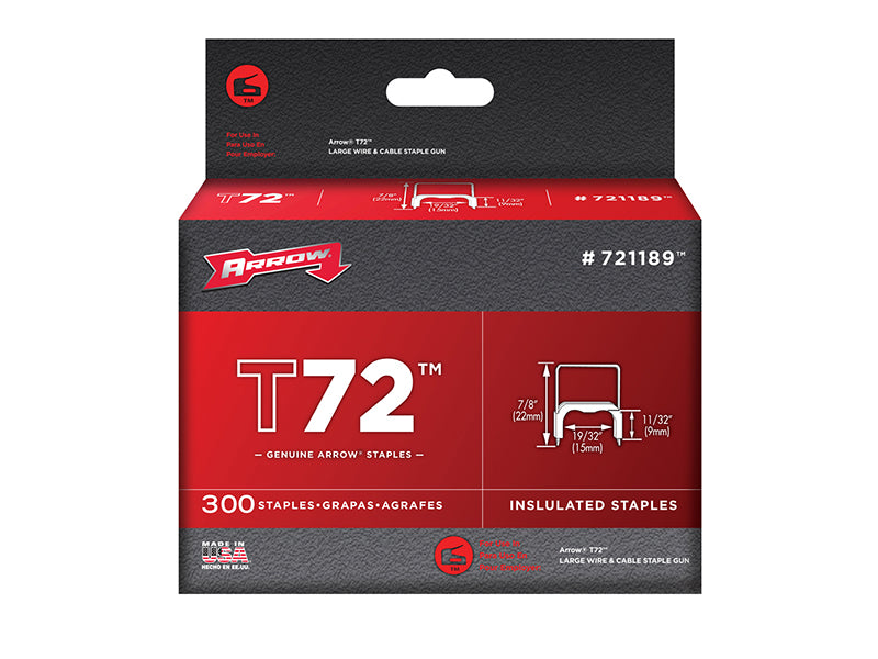 Arrow A721189 T72 Clear Insulated Staples 9 x 15mm Box 300