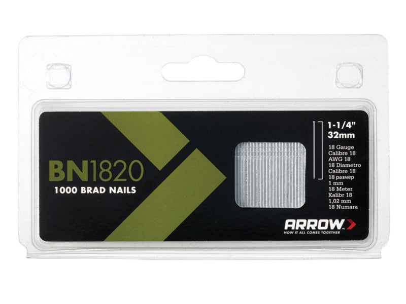 Arrow ABN1820 BN1820 Brad Nails 32mm 18g Pack 1000