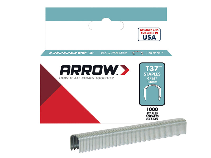 Arrow A378 T37 Staples 12mm (1/2in) Box 1000