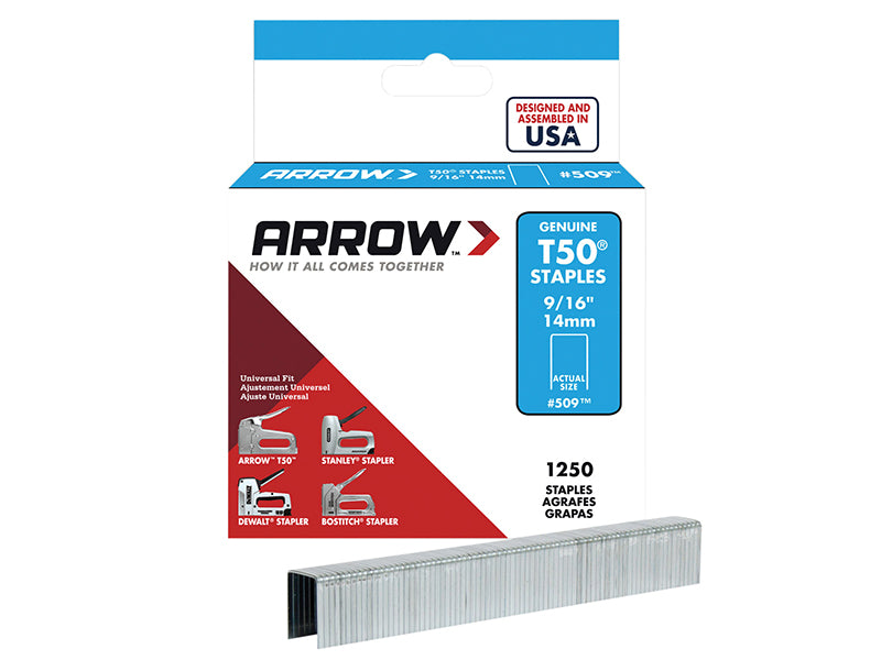 Arrow A50924 T50 Staples 14mm (9/16in) Box 1250