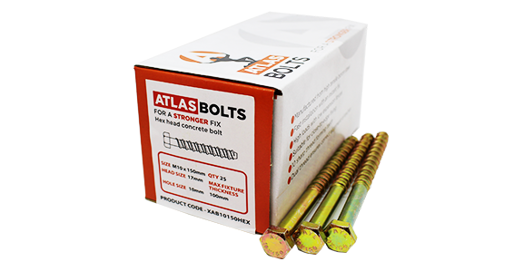 Samac Atlas Bolts M8 x 75mm Hex Head Concrete Bolt Stronger Fix