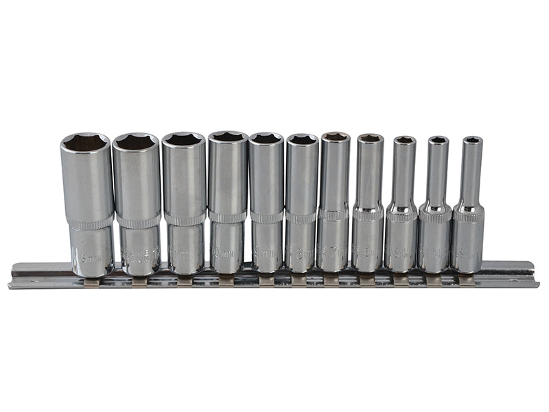 BlueSpotTools 01540 Deep Socket Set of 11 Metric 1/4in Square Drive
