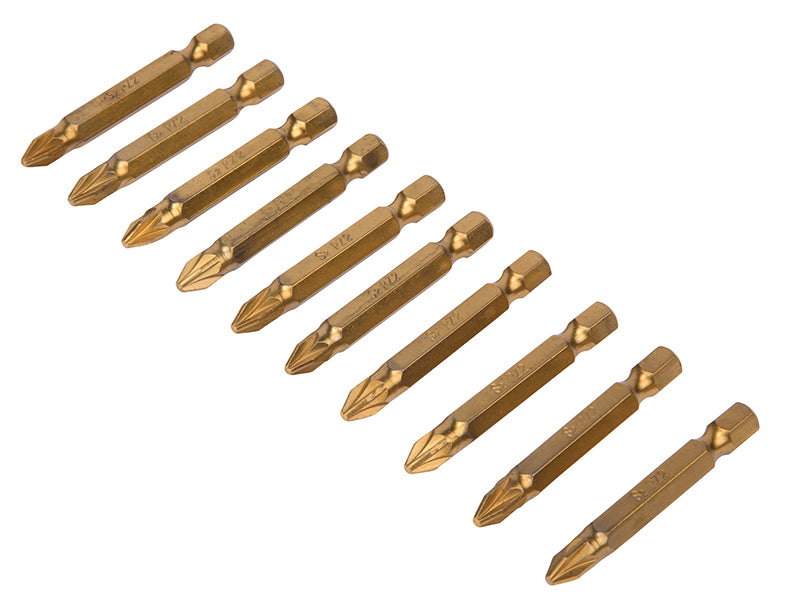 BlueSpotTools 14105 Titanium Coated Screwdriver Bits PZ2 x 50mm (Pack 10)