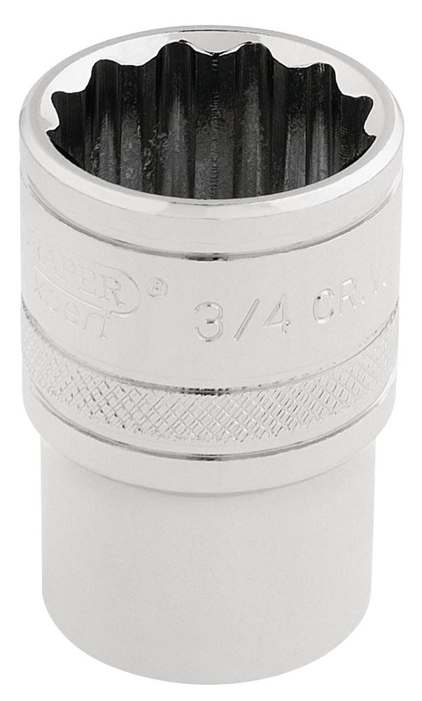 Draper 3/4AF 12PT SOCKET 1/2DR PCKD 33660 1/2" Sq. Dr. Imperial Sockets (Polished Chrome)