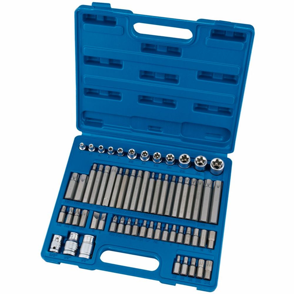Draper SOCKET & BIT SET 63376 3/8, 1/2" Sq. Dr. Mechanic's Socket and Bit Set (61 Piece)