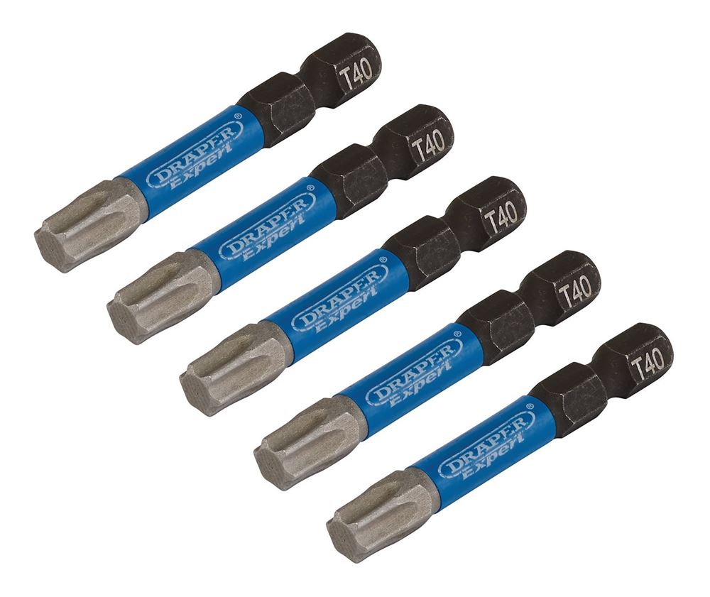 Draper T40X50MM IMPACT S/D BIT 5PK 05672 TX-STAR® Impact Screwdriver Bits, 1/4" Hex