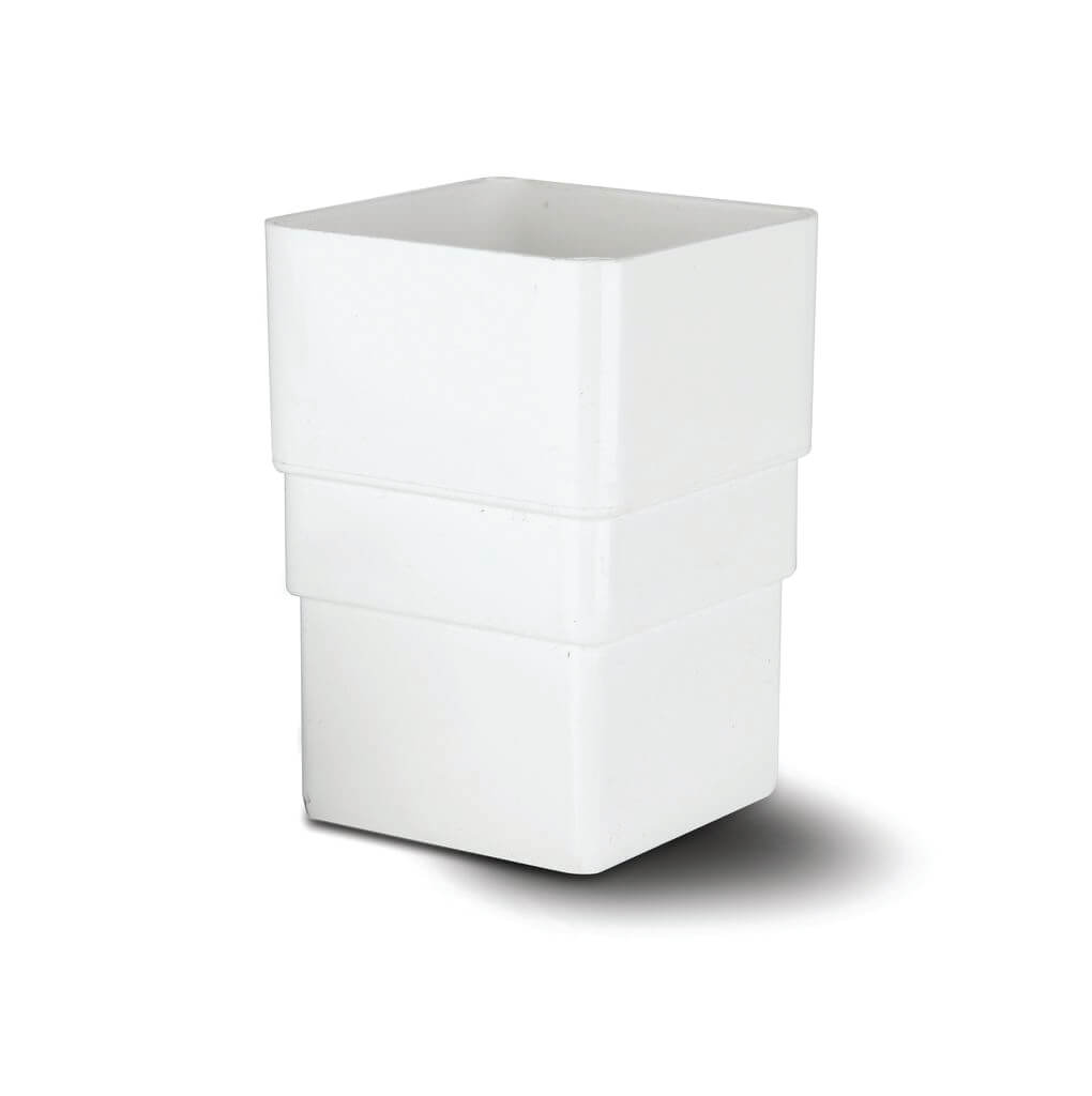 65MM SQUARE DOWNPIPE CONNECTOR WH (