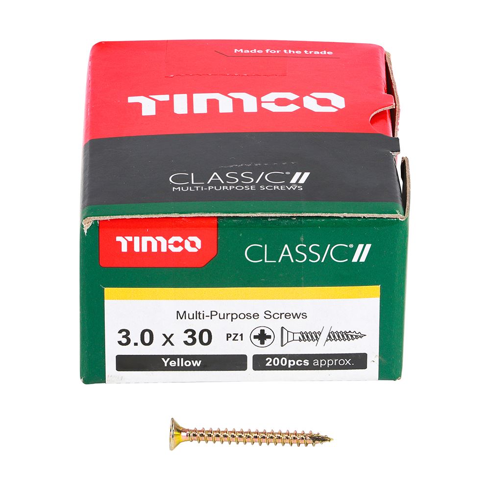 TIMCO Classic Screw PZ1 CSK ZYP 3.0 x 30 Gold Pack 200