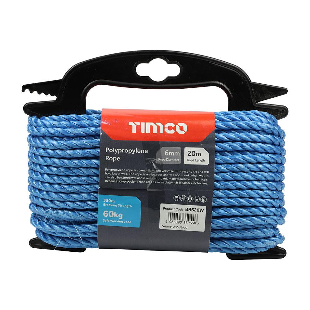 TIMCO Blue Poly Rope - Winder 6mm x 20m Blue Pack 1