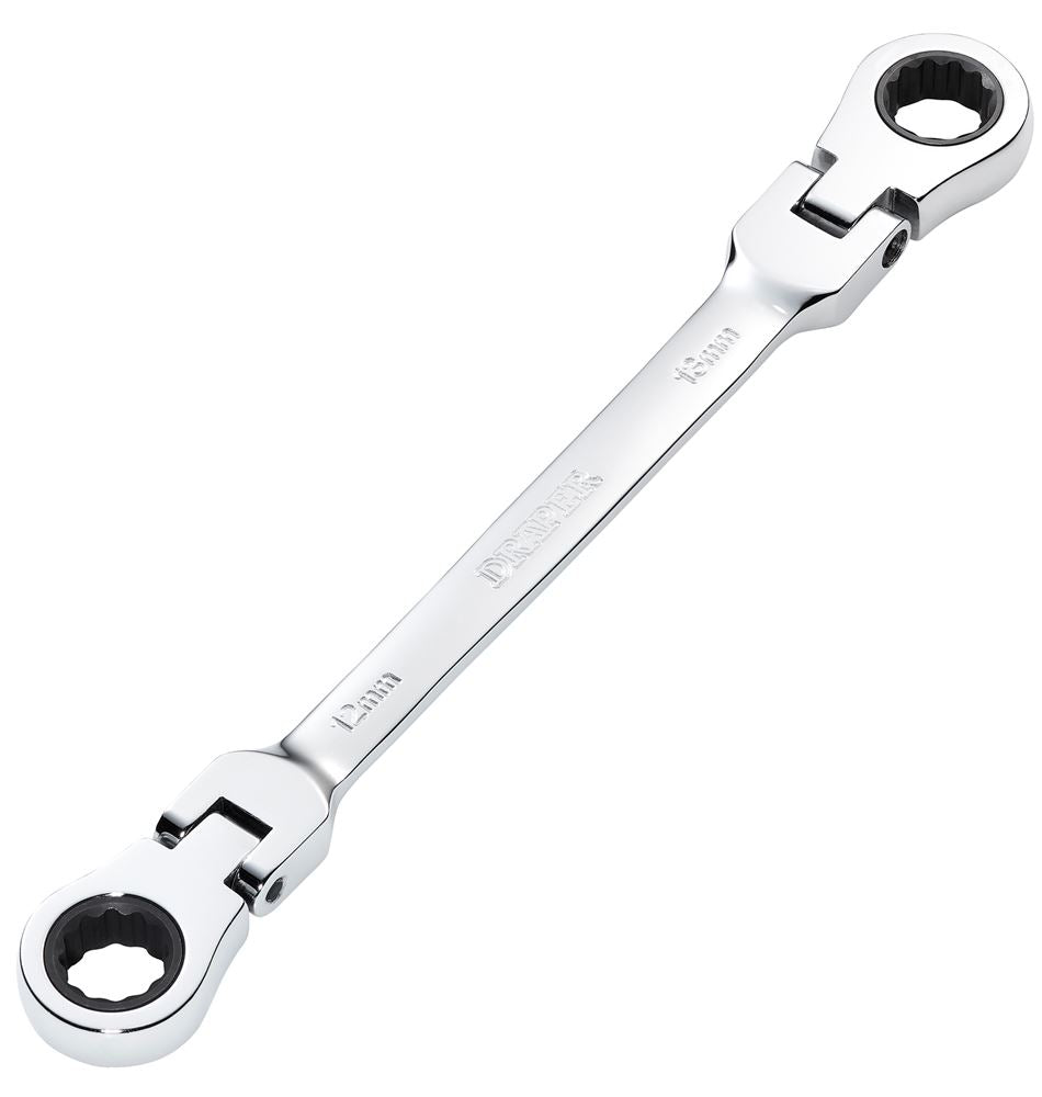 Draper 12X13 FLX RATCHET RING SPANNER 27746 27746 HI-TORQ® Metric Flexible Head Double Ring Ratchet Spanner