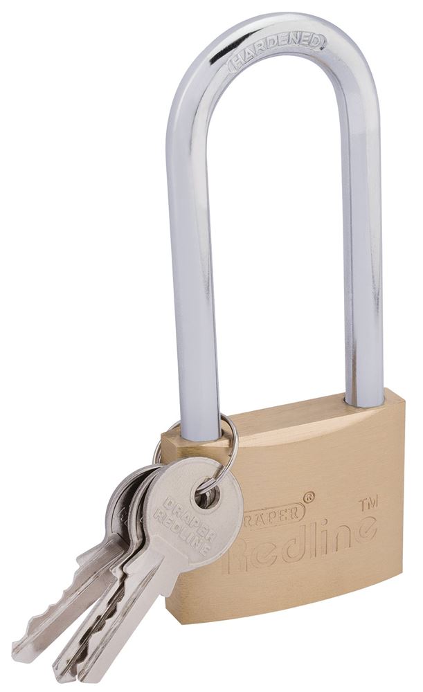 68683 Draper Redline Redline Padlock, Long Shackle, 50mm RL-LPL Padlocks Professional Trade DIY Workshop Garage Use