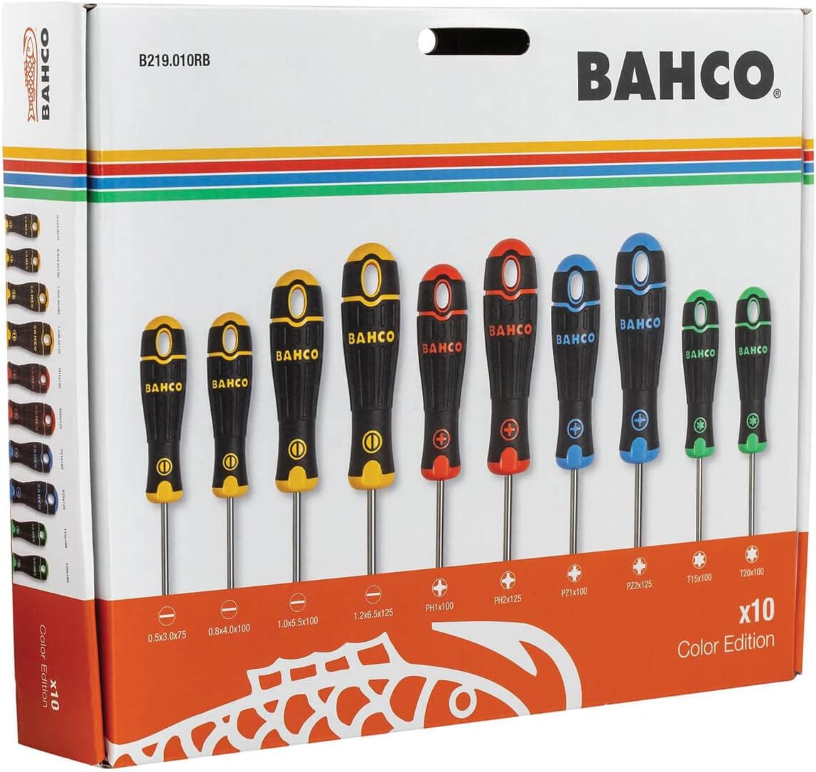 Bahco B219.010RB BahcoFit Coloured Handle Screwdriver Set, 10 Piece