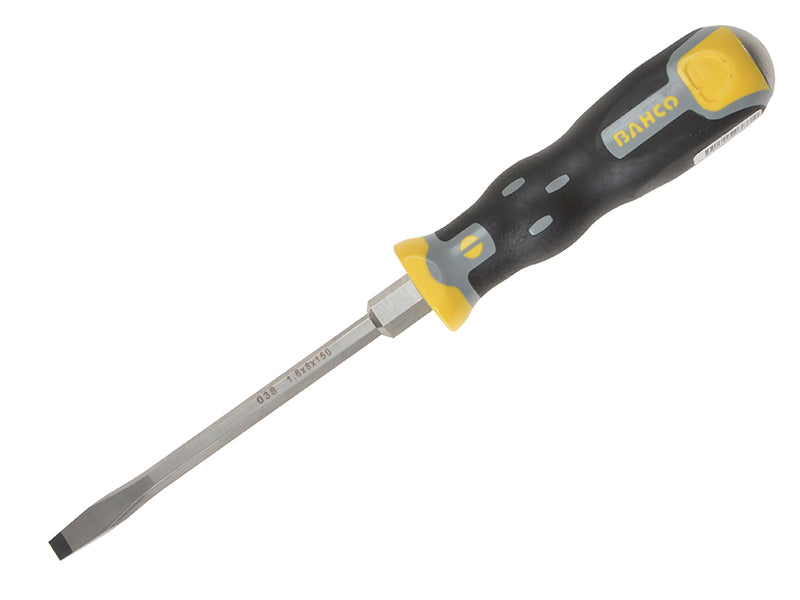 Bahco 038.100.175 Tekno+ Through Shank Screwdriver Flared Slotted Tip 10mm x 175mm