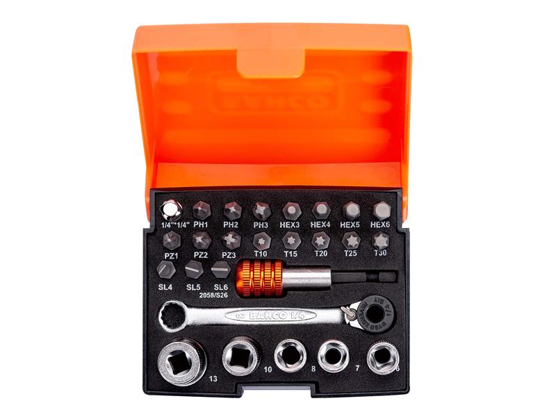 Bahco 2058/S26 2058/S26 Ratchet Socket Set of 26 Metric 1/4in Drive