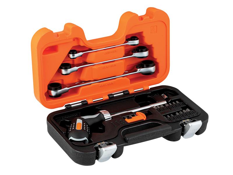Bahco 808050P-25 Pistol Grip Ratcheting Screwdriver Set, 25 Piece