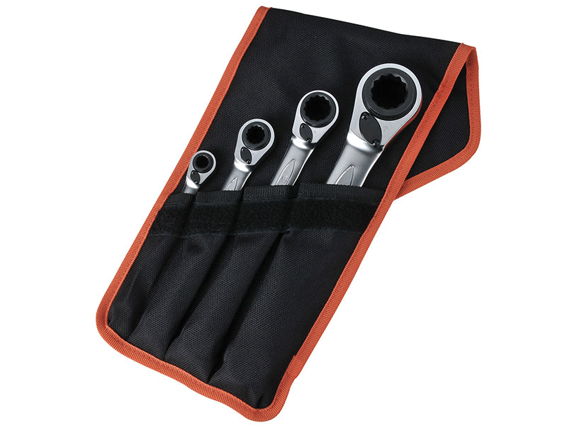 Bahco S4RM/4T S4RM Series Reversible Ratchet Spanner Set, 4 Piece