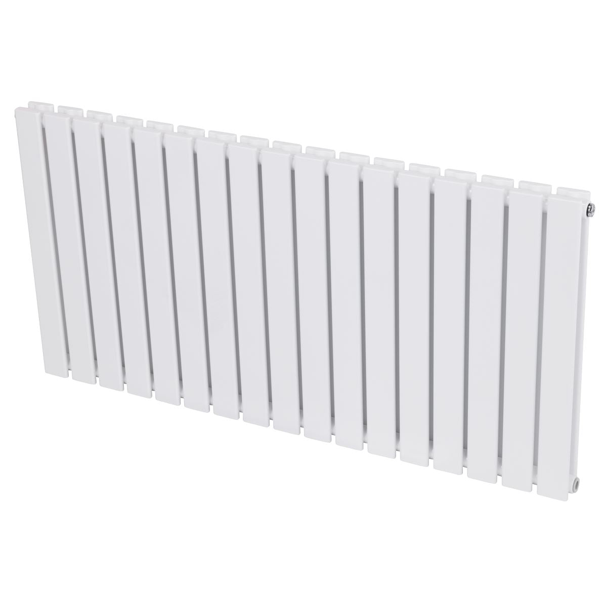 Baridi DH352 Horizontal Radiator Contemporary Double Flat Panel Design 600 x 1190mm - White | Steel | Horizontal flat panel design delivers a BTU