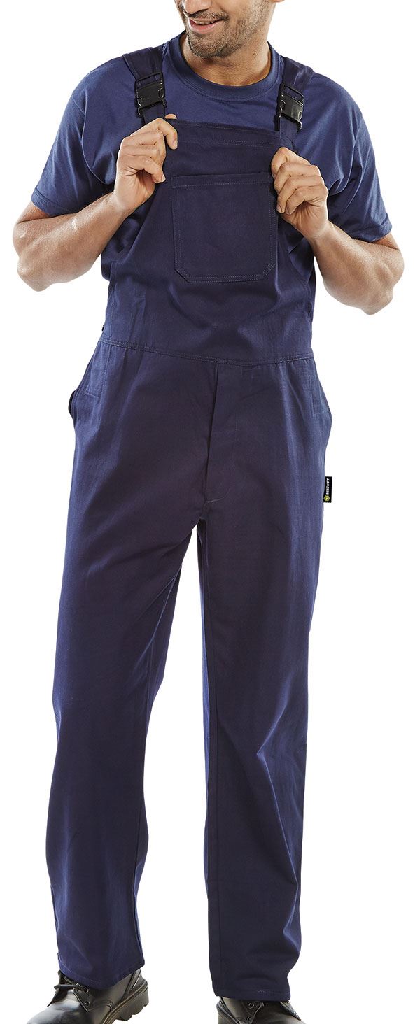 BEESWIFT COTTON DRILL BIB AND BRACE NAVY BLUE 34