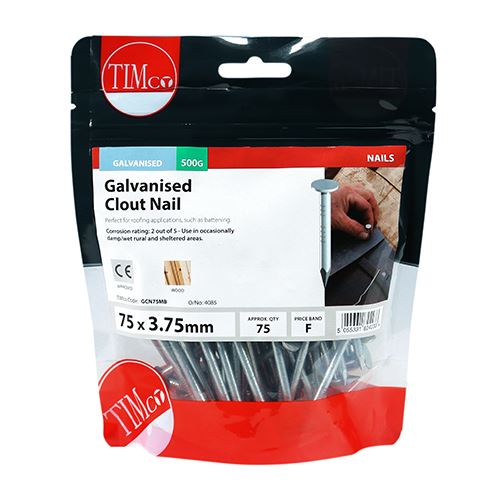 TIMCO Clout Nail - Galvanised 75 x 3.75 Pack 0.5