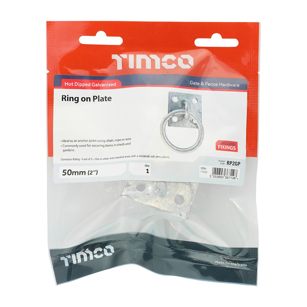 TIMCO Ring on Plate HDG 2" Pack 1