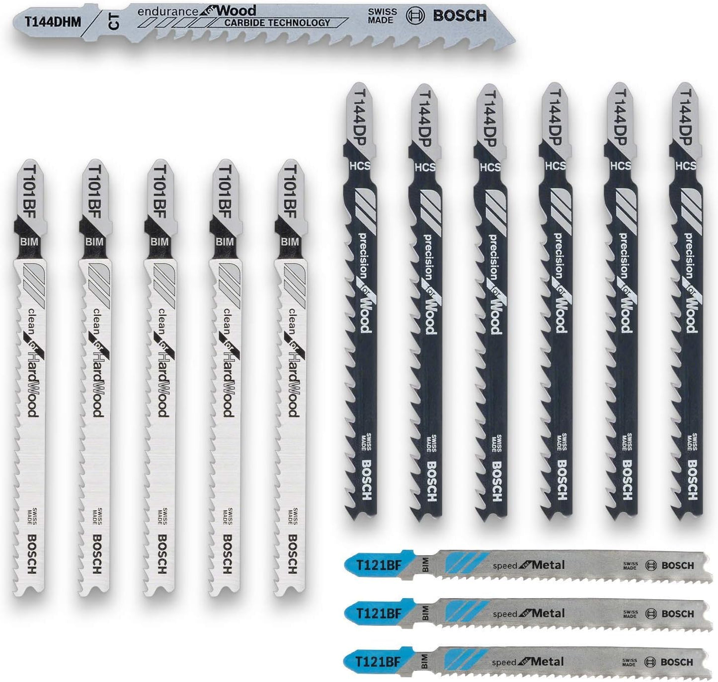 Bosch Professional 2607011437 15-Piece Jigsaw Blade Set (for Wood and Metal, Accessory for Jigsaws)