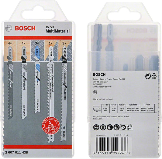 Bosch 2607011438 Professional 15pc Jigsaw Blade Set MultiMaterial