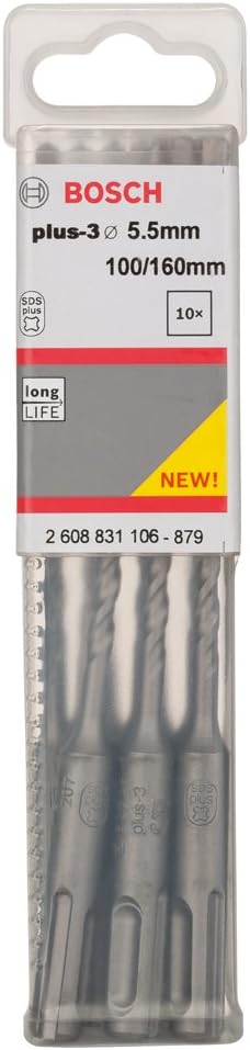 Bosch SDS-Plus-3 Drill 2608831106 for SDS-Plus 5,5 x 100 x 160, Pack of 10