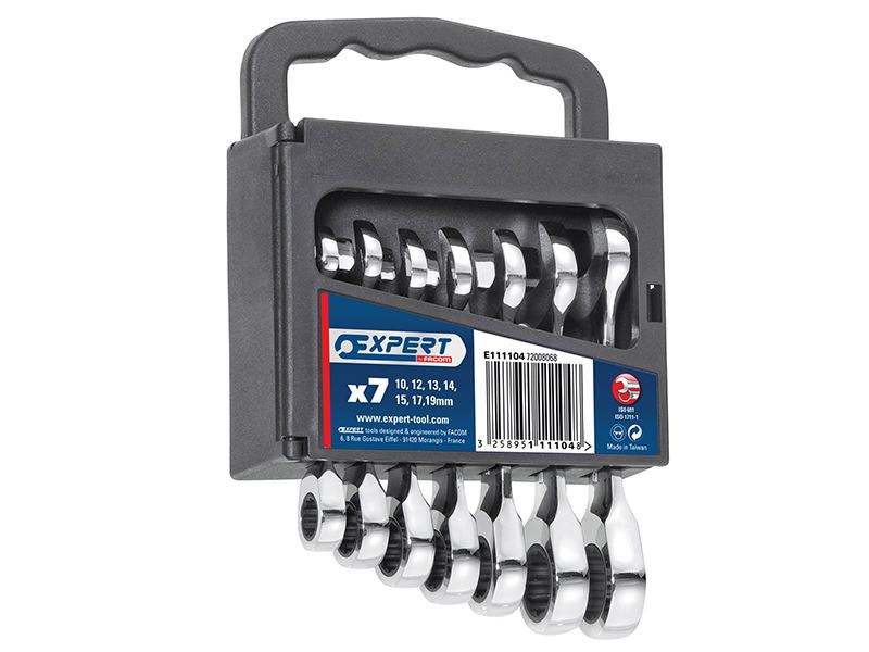Expert E111104 Stubby Ratchet Spanner Set, 7 Piece