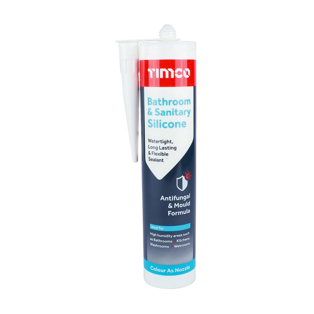TIMCO Bathroom Sanitary Silicone WHT White 300ml Pack 1.0