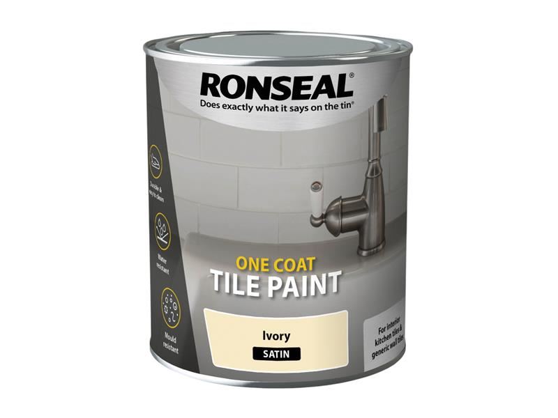 Ronseal 39375 One Coat Tile Paint Ivory Satin 750ml