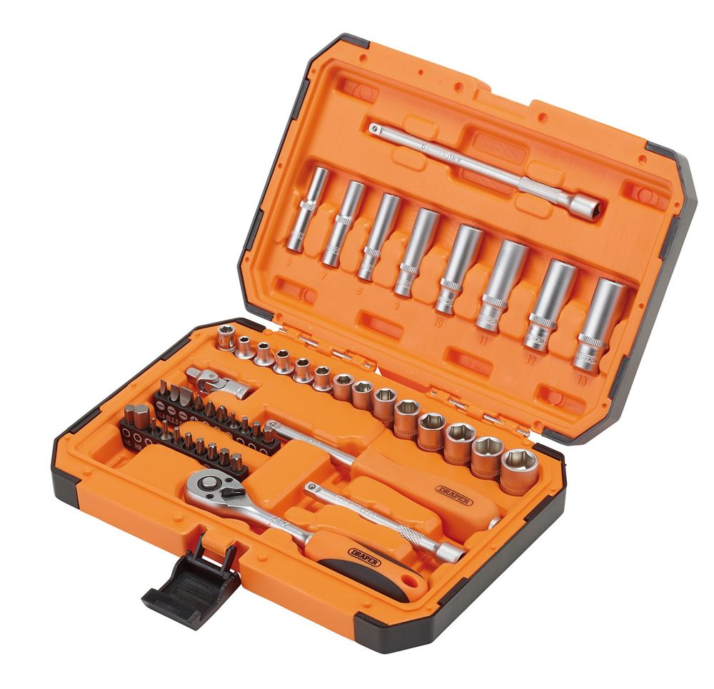 Draper 1/4 SOCKET SET 47PC 22109 22109 HI-TORQ® 6 Point Socket Set, 1/2" (24 Piece)