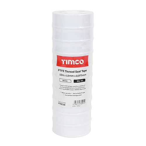 TIMCO PTFE Thread Seal Tape nan 12m x 12mm Pack 10.0