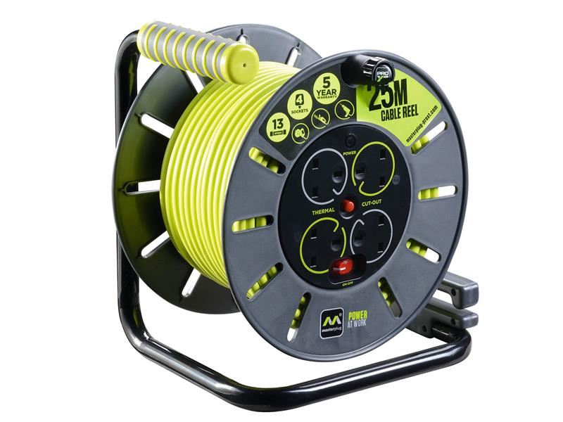 Masterplug OLU50134SL-PX PRO-XT Open Cable Reel 240V 13A 4-Socket 50m