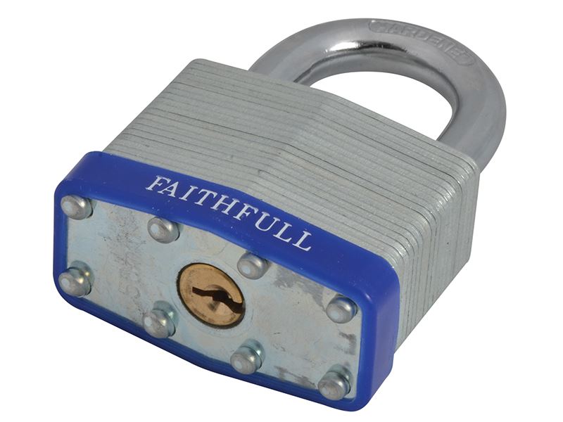 Faithfull FAIPLLAM50 Laminated Steel Padlock 50mm 3 Keys |