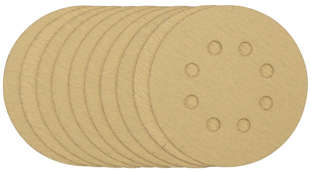 Draper 125MM GOLD SANDING DISC 120G 58111 58111 Gold Sanding Discs with Hook & Loop, 125mm (Pack of 10)