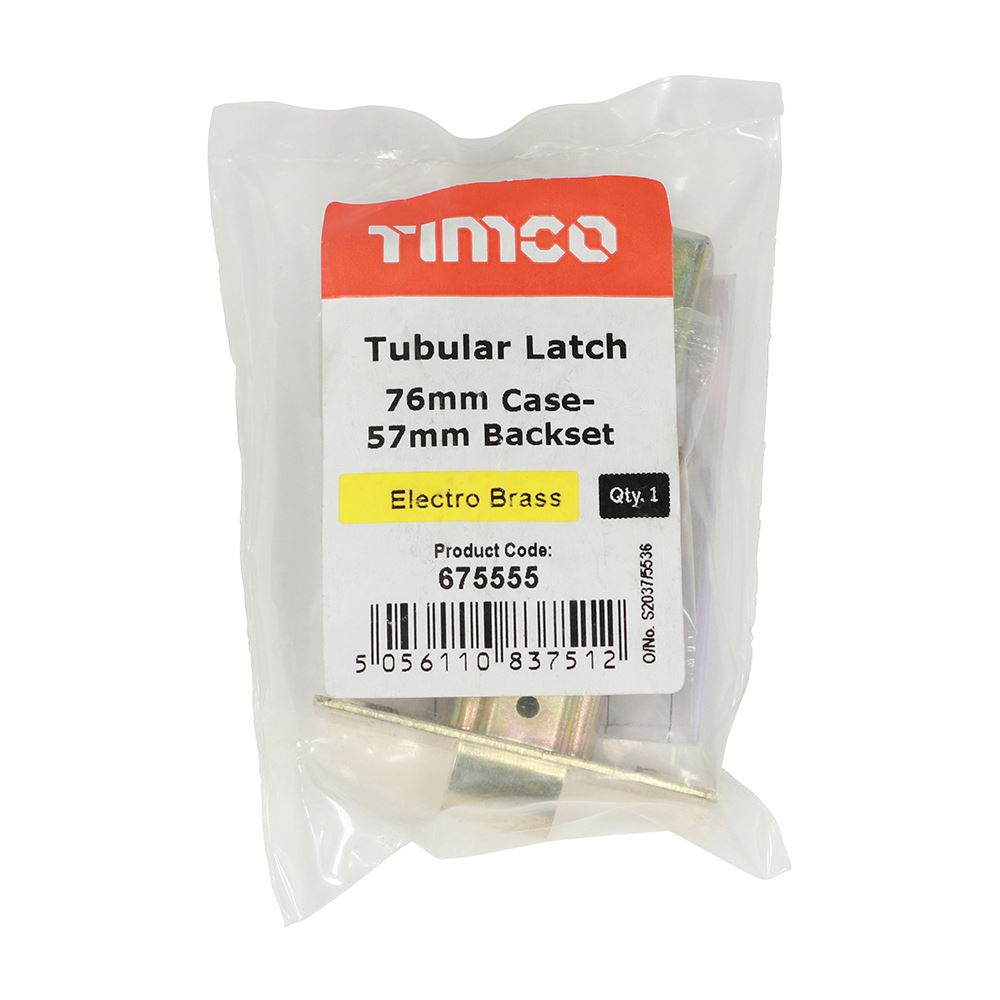 TIMCO Tubular Latch E. Brass 76mm Pack 1