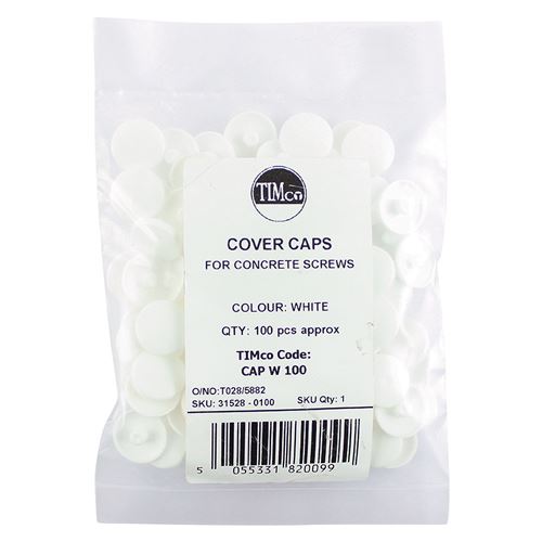 TIMCO Multi-Fix Screw Cover Cap WHITE White Pack 100