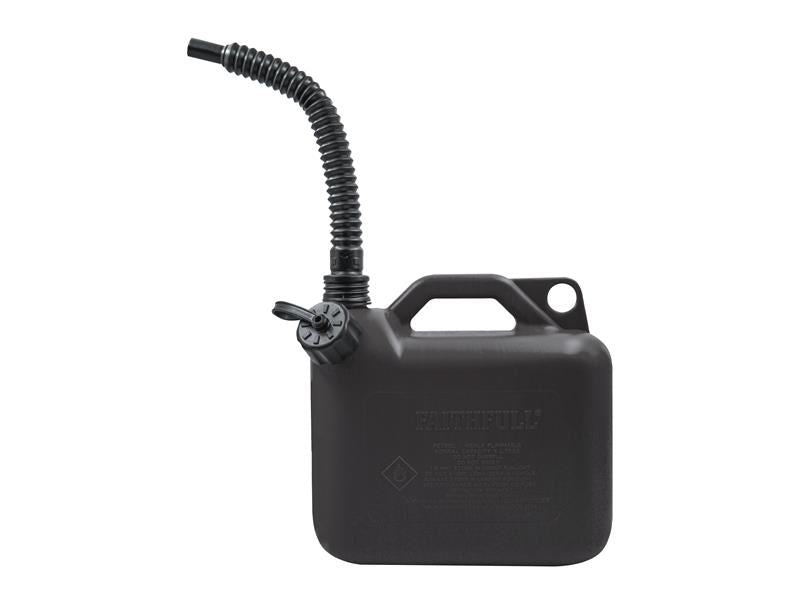 Faithfull Black HDPE Plastic Fuel Can 5L with Spout Automotive Garage Workshop Fuel Storage Transfer