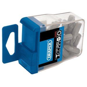 34220 Draper PZ TYPE Insert Bits in Plastic Storage Case, No.2 x 1/4 (Pack of 20) Professional Trade DIY Workshop Garage Use