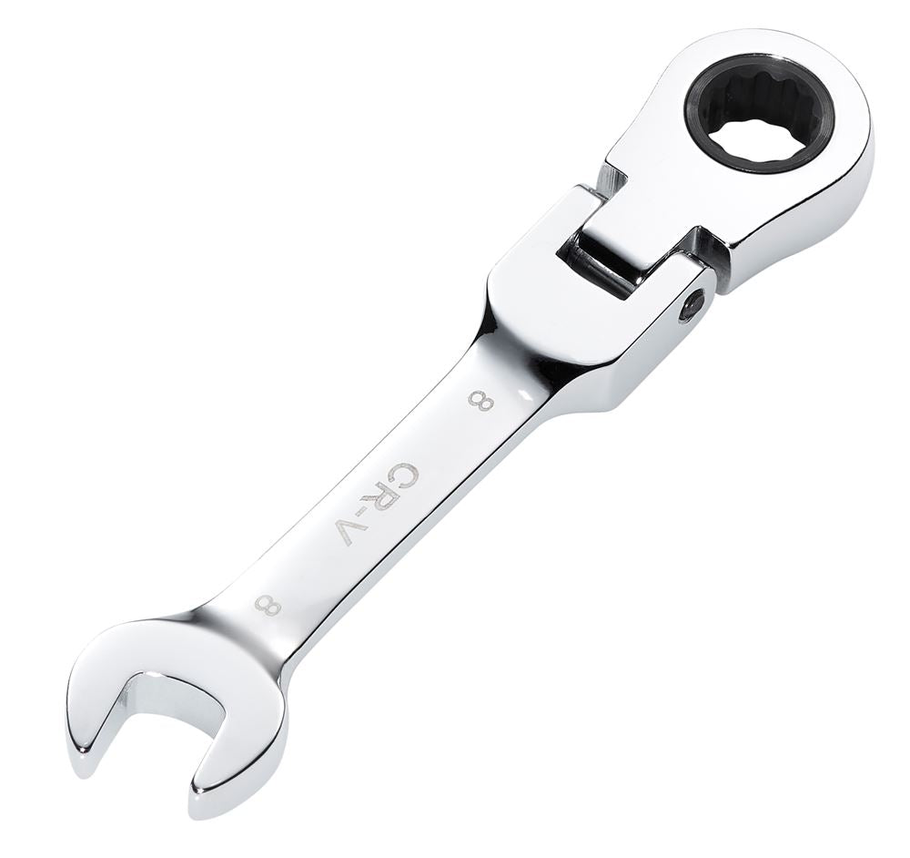Draper 8MM STUBBY FLEX RACT. SPANNER 27949 27949 HI-TORQ® Metric Stubby Flexible Head Ratchet Combination Spanner