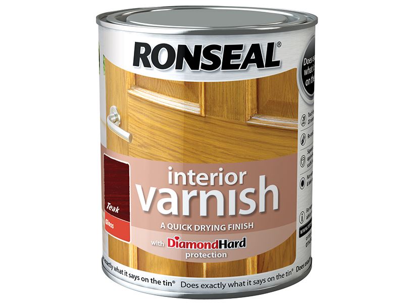 Ronseal 36845 Interior Varnish Quick Dry Gloss Teak 250ml